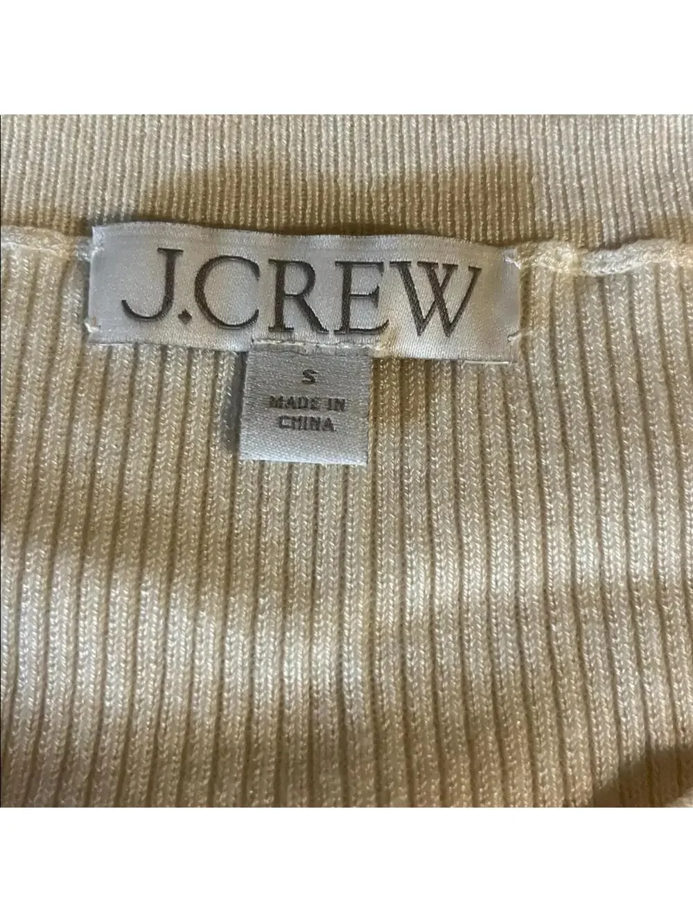J.Crew Ribbed Henley Top Women’s Small Ivory Long Sleeve Stretch Knit Classic